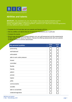 Abilities and talents