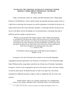 Fulfilling the Apostolic Mandate in Apostolic Power-