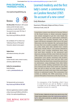 Learned modesty and the first lady`s comet