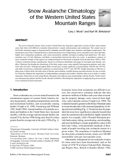 Snow Avalanche Climatology of the Western United States Mountain