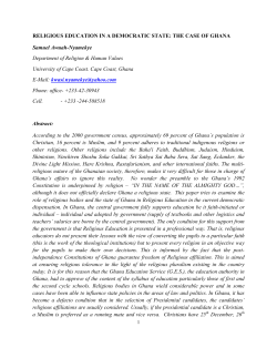 religious education in a democratic state: the case of ghana