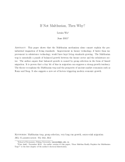 If Not Malthusian, Then Why? - Faculty of Arts and Social Sciences