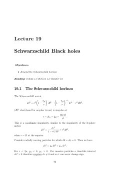 Lecture 19 Schwarzschild Black holes