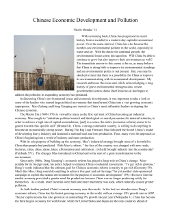 Chinese Economic Development and Pollution
