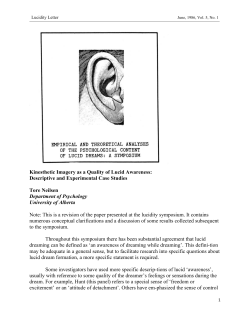 Kinesthetic Imagery as a Quality of Lucid Awareness: Descriptive