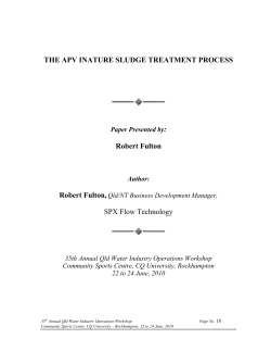 THE APV INATURE SLUDGE TREATMENT PROCESS Robert