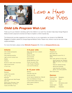 Child Life Program Wish List - Orange Regional Medical Center