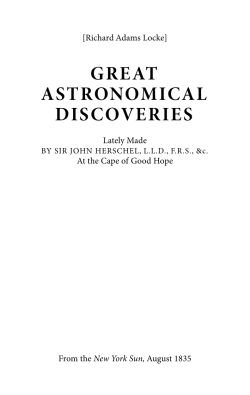 Great Astronomical Discoveries [The Great Moon Hoax]