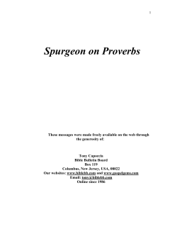 Spurgeon on Proverbs - Gordon College Faculty