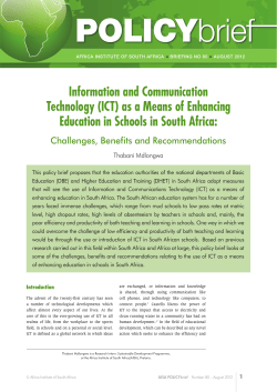 (ICT) as a Means of Enhancing Education in Schools in South Africa