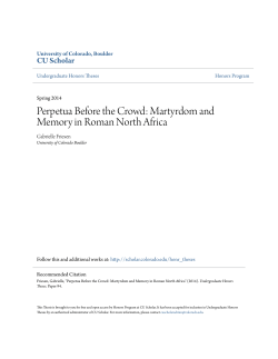 Perpetua Before the Crowd: Martyrdom and Memory in Roman