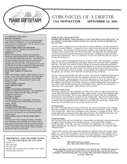 CSA Newsletter: Week 15, Tuesday, September 24