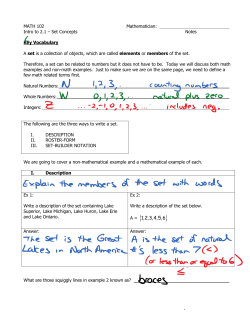 MATH 102 Mathematician: Intro to 2.1 &ndash; Set Concepts Notes Key