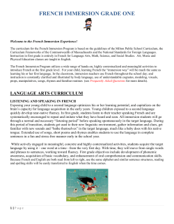 french immersion grade one