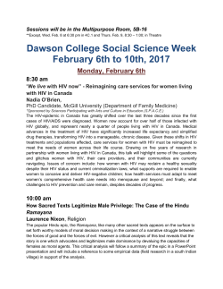 Dawson College Social Science Week February 6th to 10th, 2017