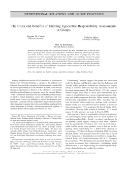 Egocentrism in Groups - The University of Chicago Booth School of