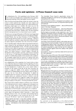 Facts and opinions - A Press Council case note
