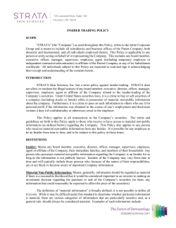 Insider Trading - STRATA Skin Sciences