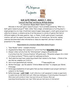 DUE DATE FRIDAY, MARCH 7, 2016 &ldquo;Lord of the Flies&rdquo; written by