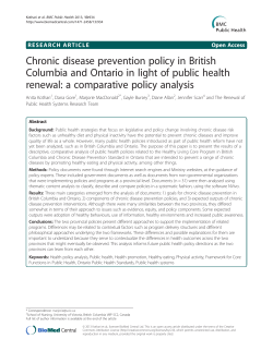 Chronic disease prevention policy in British Columbia and Ontario in