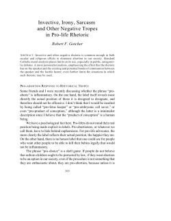 Invective, Irony, Sarcasm and Other Negative Tropes in Pro