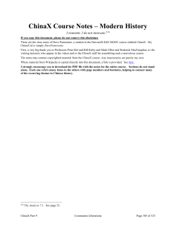 ChinaX Course Notes &ndash; Modern History