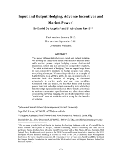 Input and Output Hedging, Adverse Incentives and Market Power1