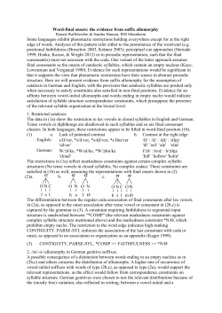 Word-final onsets: the evidence from suffix allomorphy Some