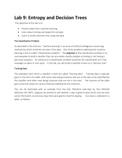 Lab 9: Entropy and Decision Trees