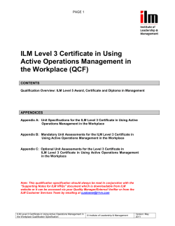 ILM Level 3 Certificate in Using Active Operations Management in