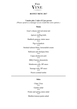 BUFFET MENU 2017 5 mains plus 2 sides £12 per person (Please