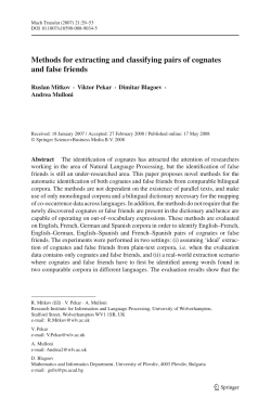 Methods for extracting and classifying pairs of cognates and false