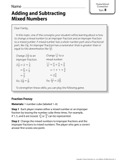 Topic 8 Adding and Subtracting Mixed Numbers