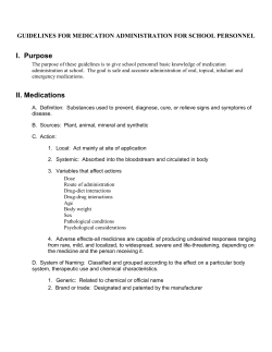 School Personnel Medication Administration Guidelines