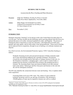 Lessons from the West: Fracking and Water Resources