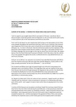 europe in the world -‐ a perspective from africa and south africa