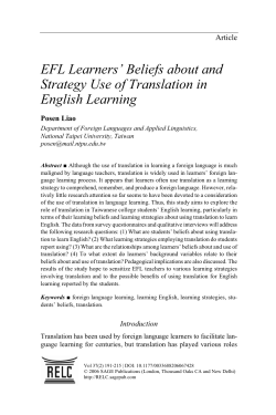 EFL Learners` Beliefs about and Strategy Use of Translation in