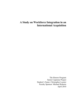 A Study on Workforce Integration in an International Acquisition