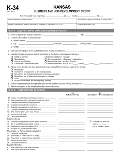Business and Job Development Credit K-34 (Rev. 8-11)