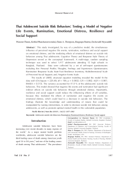 Thai Adolescent Suicide Risk Behaviors: Testing a Model