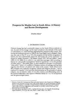 Ebrahim Moosa, “Prospects for Muslim Law in South Africa: A