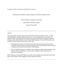 Linguistic Inquiry for English Language Learners D