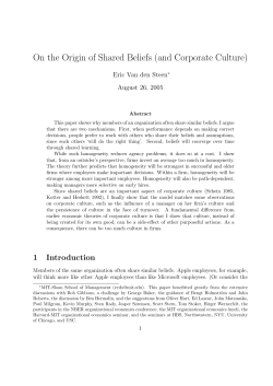 On the Origin of Shared Beliefs (and Corporate Culture)