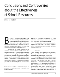 Conclusion and Controversies about the Effectiveness of School
