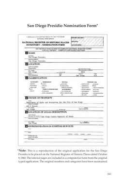 San Diego Presidio Nomination Form