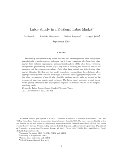 Labor Supply in a Frictional Labor Market&lowast;