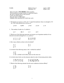 1 NAME: Midterm Exam 3 April. 4, 2005 Chemistry 211 PAGE 1 0f 6