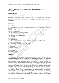 The Psychology of The Relationship Between Groups