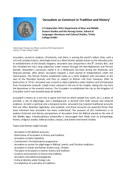 Jerusalem as Construct in Tradition and History