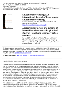Educational Psychology: An International Journal
